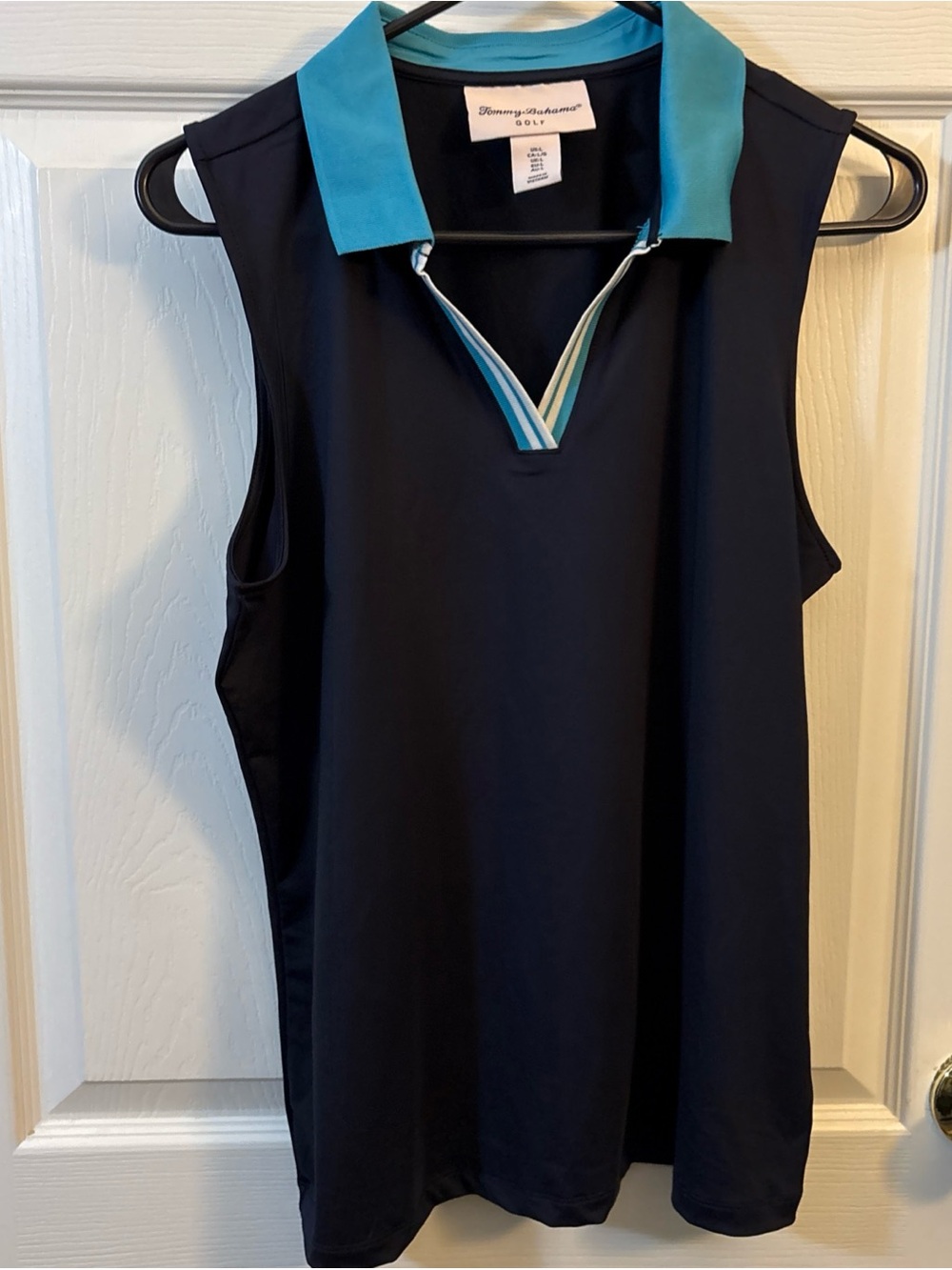 Tommy Bahama Sleeveless Polo in Navy with Teal Trim